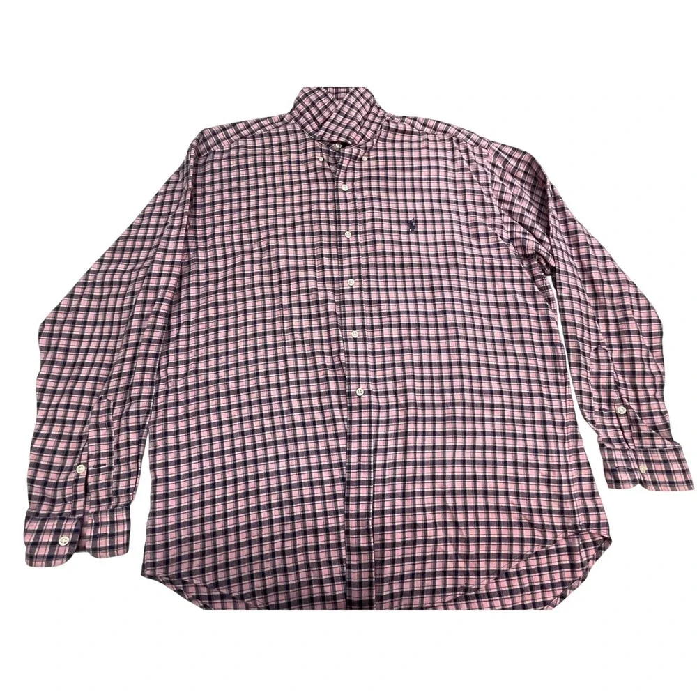 Ralph Lauren check shirt Men's size Large pink button-down long-sleeve